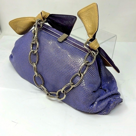 Versace Chainmail Purple Mesh Metal Chain Handbag - Picture 1 of 15